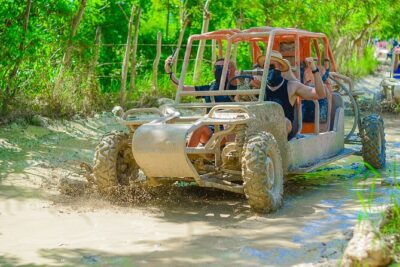 Punta Cana Dune Buggy Adventure and Amazing Water Cave - The caravan buggy run: rough roads, dust, and that farm stop