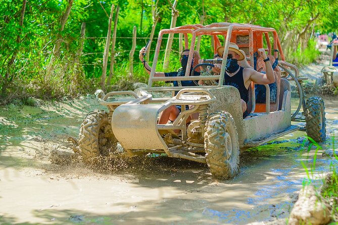 Punta Cana Dune Buggy Adventure and Amazing Water Cave - The caravan buggy run: rough roads, dust, and that farm stop
